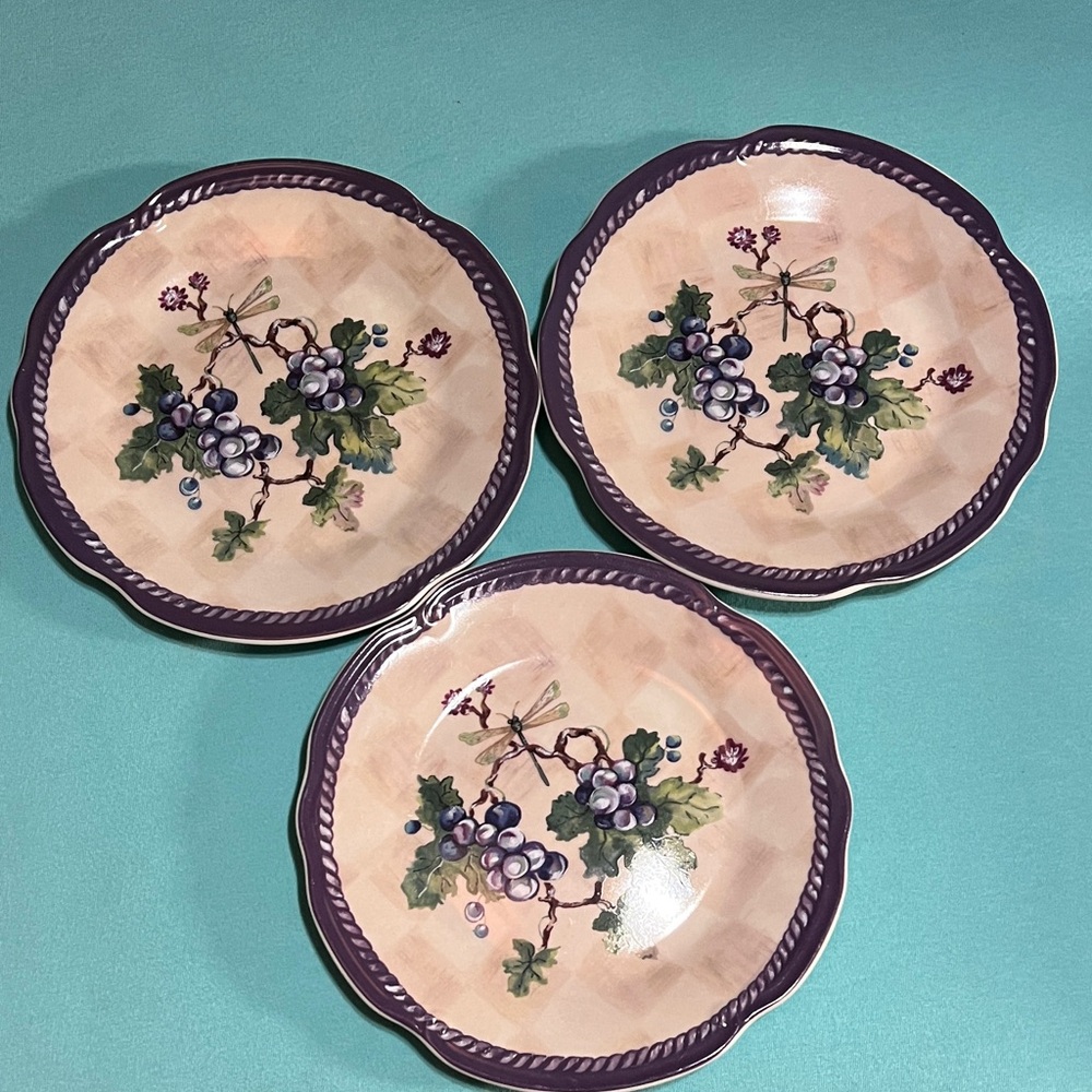 Tracy Porter Purple and Cream Salad Plates (3 pcs)